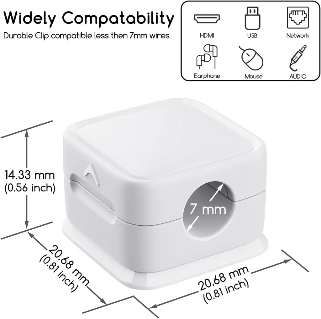 Magnetic Cable Clips – Schwarz, Weiss oder Mix | Verstellbare Magnet‑Kabelhalter | Unter‑Tisch Kabelmanagement | Smooth Adjustable Cord Holder