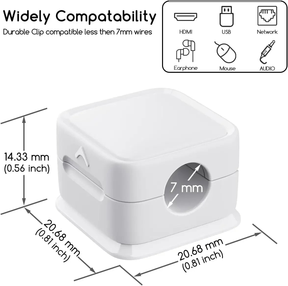 Magnetic Cable Clips – Schwarz, Weiss oder Mix | Verstellbare Magnet‑Kabelhalter | Unter‑Tisch Kabelmanagement | Smooth Adjustable Cord Holder