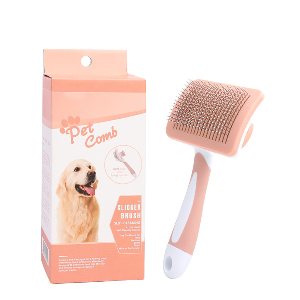 Selbstreinigende Slicker‑Bürste – Für Hunde & Katzen | One‑Click Reinigung | Sanft & effektiv gegen lose Haare, Knoten & Verfilzungen (verschiedene Farben)