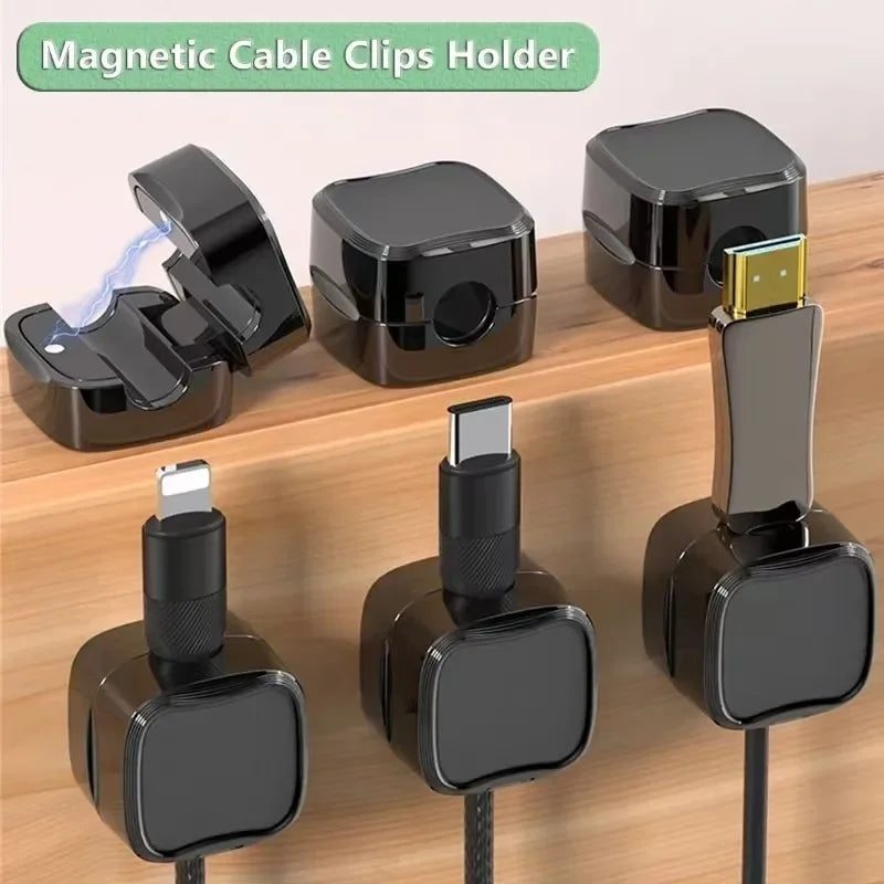 Magnetic Cable Clips – Schwarz, Weiss oder Mix | Verstellbare Magnet‑Kabelhalter | Unter‑Tisch Kabelmanagement | Smooth Adjustable Cord Holder