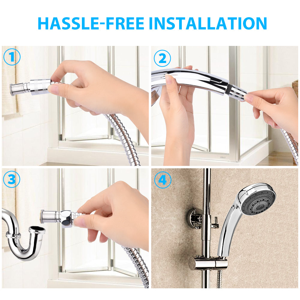 Shower Head Set – Duschkopf + Duschschlauch | Hochdruck Duschkopf | Flexibler 1.5m Brauseschlauch | Universal Dusche Ersatzset