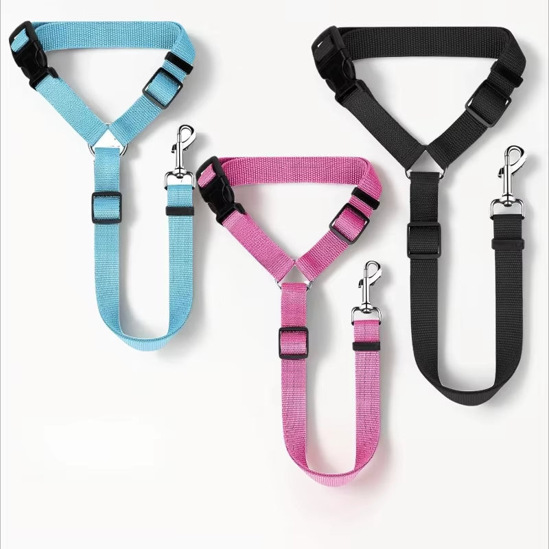 2‑in‑1 Pet Car Seat Belt – Verstellbarer Sicherheitsgurt & Nylon‑Leine für Hunde (verschiedene Farben)