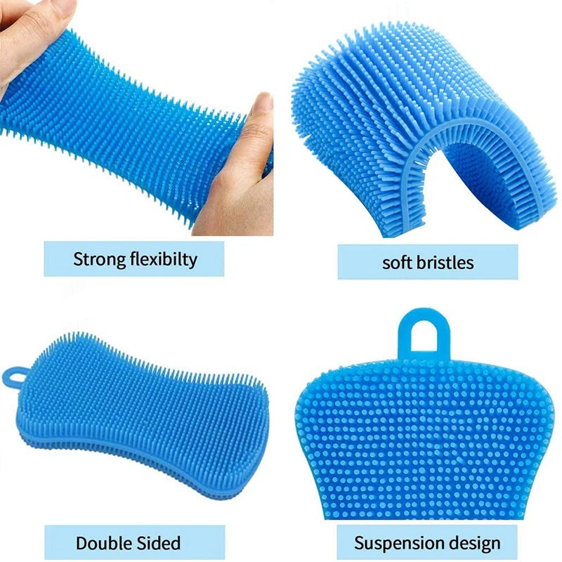 3Pcs Silikon Spülbürsten – Bunte Mehrfarb‑Variante – Für Geschirr, Töpfe & Gemüse