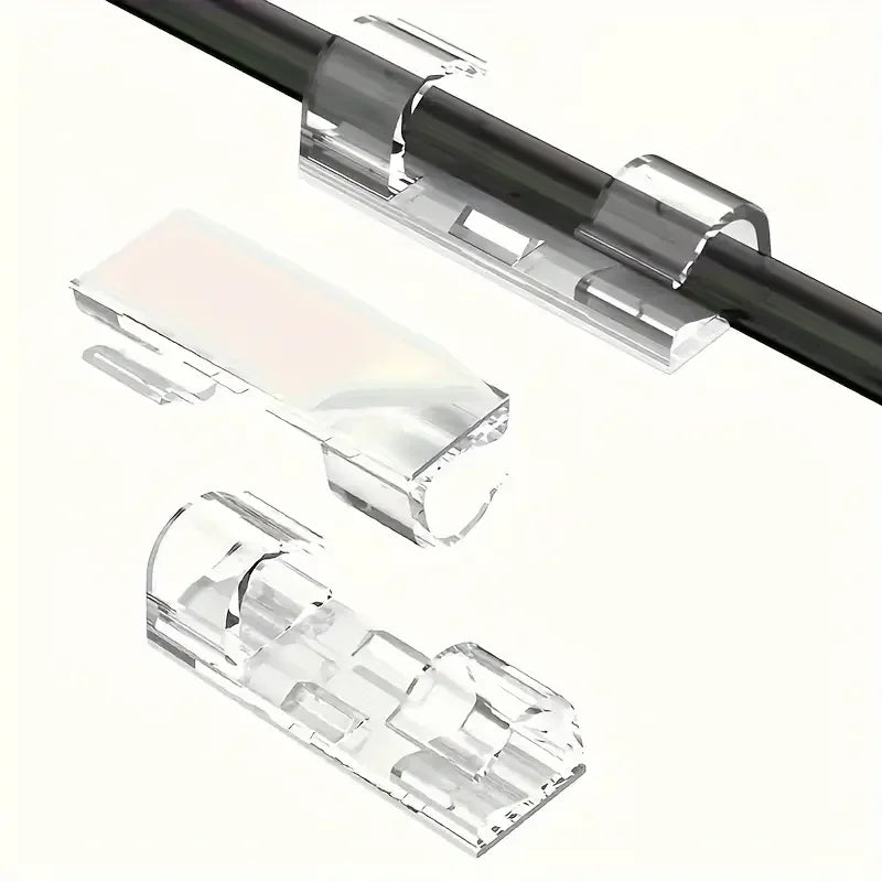 200/100/50/20/10 Stück Transparente Kabelclips – Selbstklebende Kabelhalter für Wand & Tisch | Unsichtbares Kabelmanagement | Clear Plastic Wire Organizers