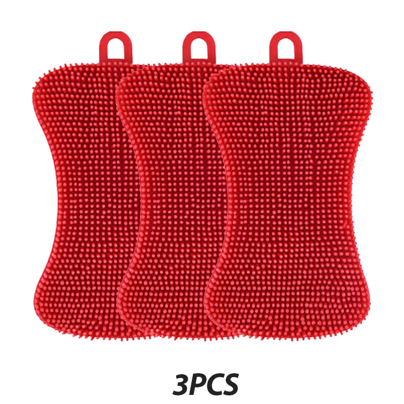 3Pcs Silikon Spülbürsten – Bunte Mehrfarb‑Variante – Für Geschirr, Töpfe & Gemüse