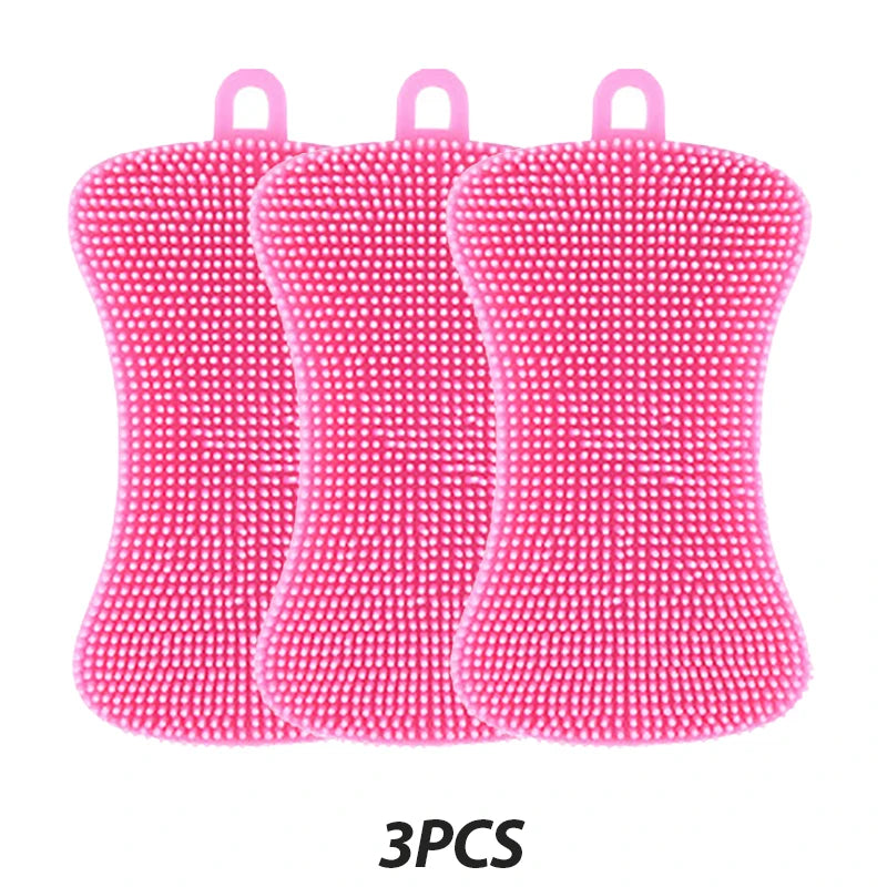 3Pcs Silikon Spülbürsten – Bunte Mehrfarb‑Variante – Für Geschirr, Töpfe & Gemüse