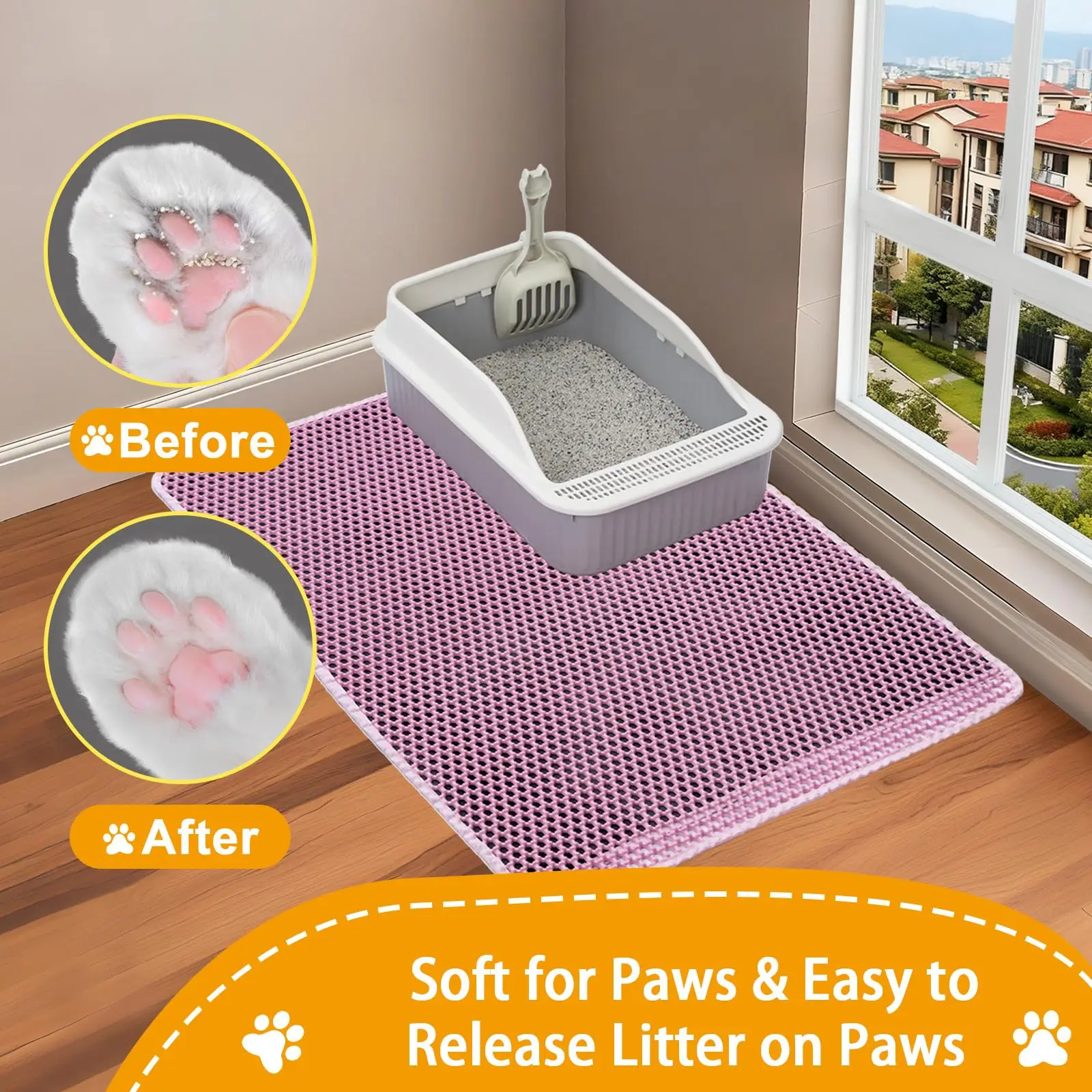 Katzenstreu‑Fangmatte 45×60 cm – Wasserdicht, rutschfest & doppellagig (verschiedene Farben)