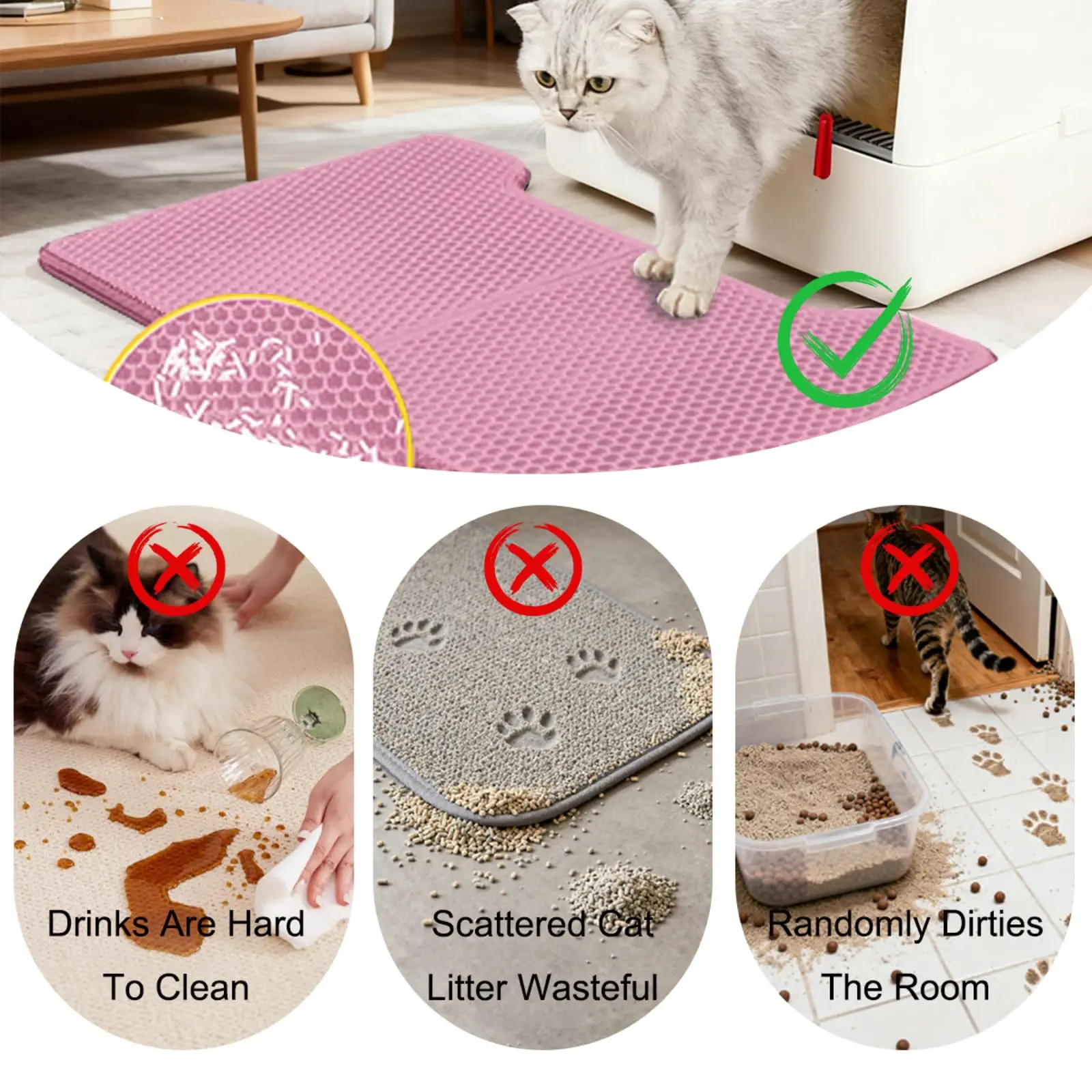 Katzenstreu‑Fangmatte 45×60 cm – Wasserdicht, rutschfest & doppellagig (verschiedene Farben)
