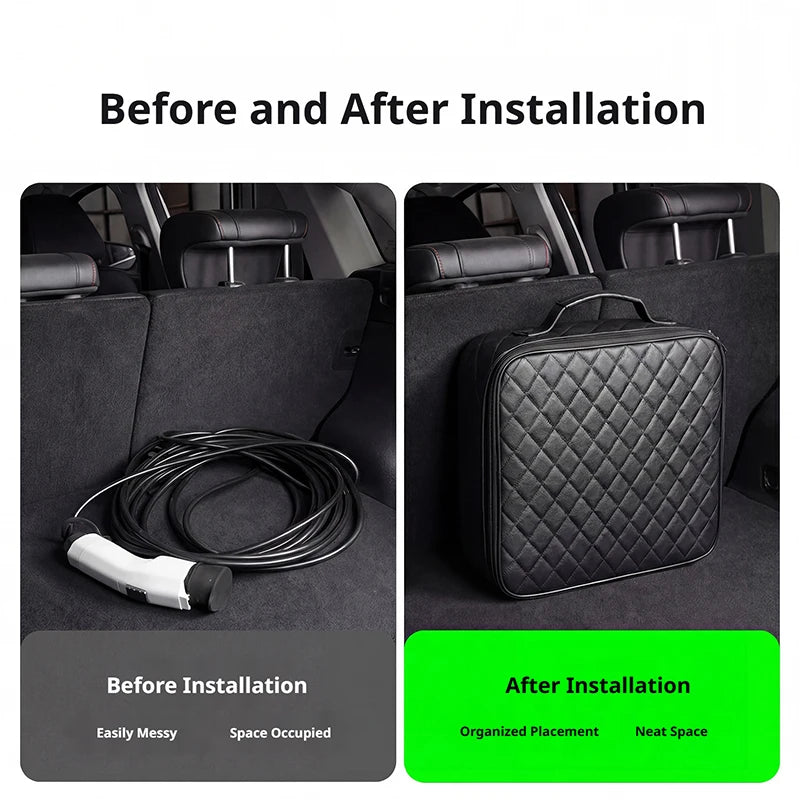 Car Trunk Organizer – Wasserdichte & Stoßfeste EV‑Ladekabel‑Tasche | Rund oder Eckig | Tragbare Kofferraum‑Aufbewahrungstasche für Autozubehör