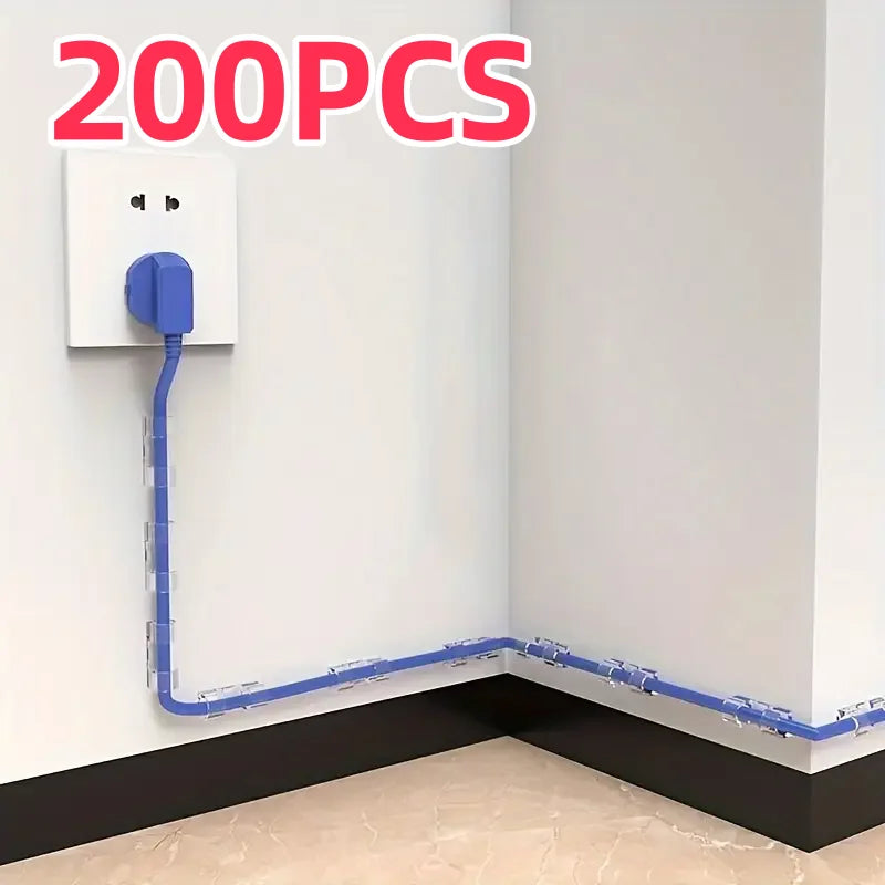 200/100/50/20/10 Stück Transparente Kabelclips – Selbstklebende Kabelhalter für Wand & Tisch | Unsichtbares Kabelmanagement | Clear Plastic Wire Organizers