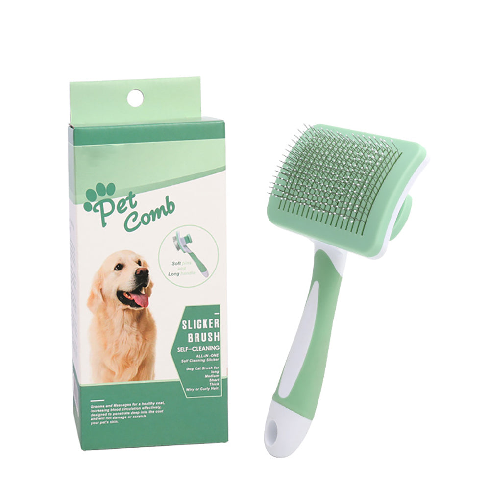 Selbstreinigende Slicker‑Bürste – Für Hunde & Katzen | One‑Click Reinigung | Sanft & effektiv gegen lose Haare, Knoten & Verfilzungen (verschiedene Farben)