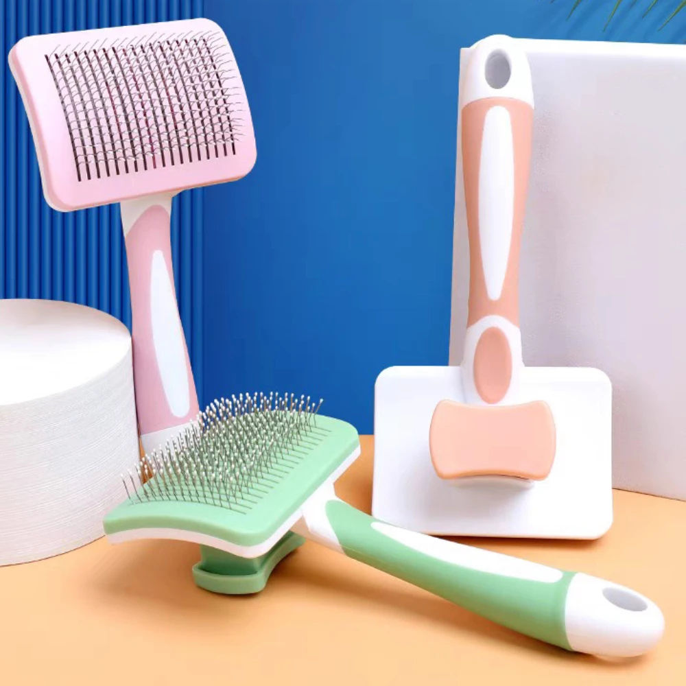 Selbstreinigende Slicker‑Bürste – Für Hunde & Katzen | One‑Click Reinigung | Sanft & effektiv gegen lose Haare, Knoten & Verfilzungen (verschiedene Farben)