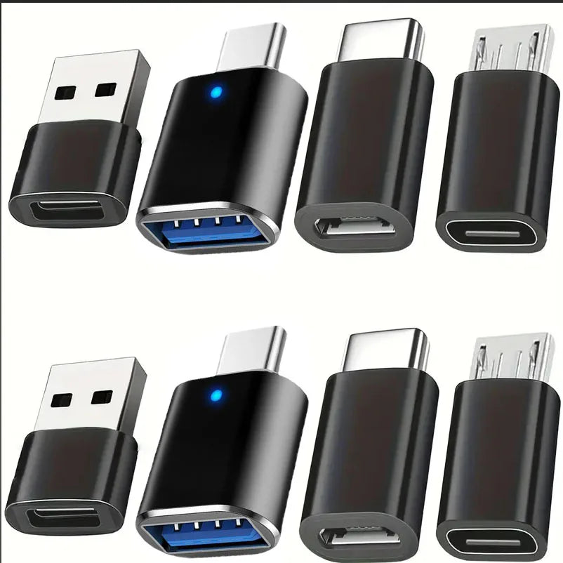 8‑in‑1 Adapter‑Set – USB auf USB‑C, Micro‑USB auf USB‑C & USB‑C auf Micro‑USB | Universelle Lade‑ & Datenadapter