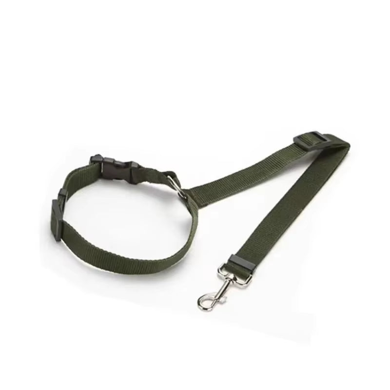 2‑in‑1 Pet Car Seat Belt – Verstellbarer Sicherheitsgurt & Nylon‑Leine für Hunde (verschiedene Farben)