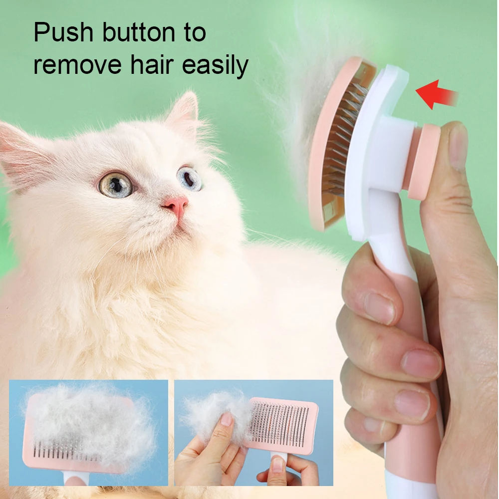 Selbstreinigende Slicker‑Bürste – Für Hunde & Katzen | One‑Click Reinigung | Sanft & effektiv gegen lose Haare, Knoten & Verfilzungen (verschiedene Farben)