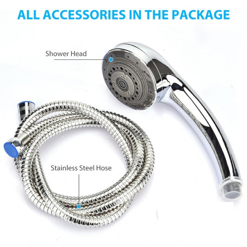 Shower Head Set – Duschkopf + Duschschlauch | Hochdruck Duschkopf | Flexibler 1.5m Brauseschlauch | Universal Dusche Ersatzset