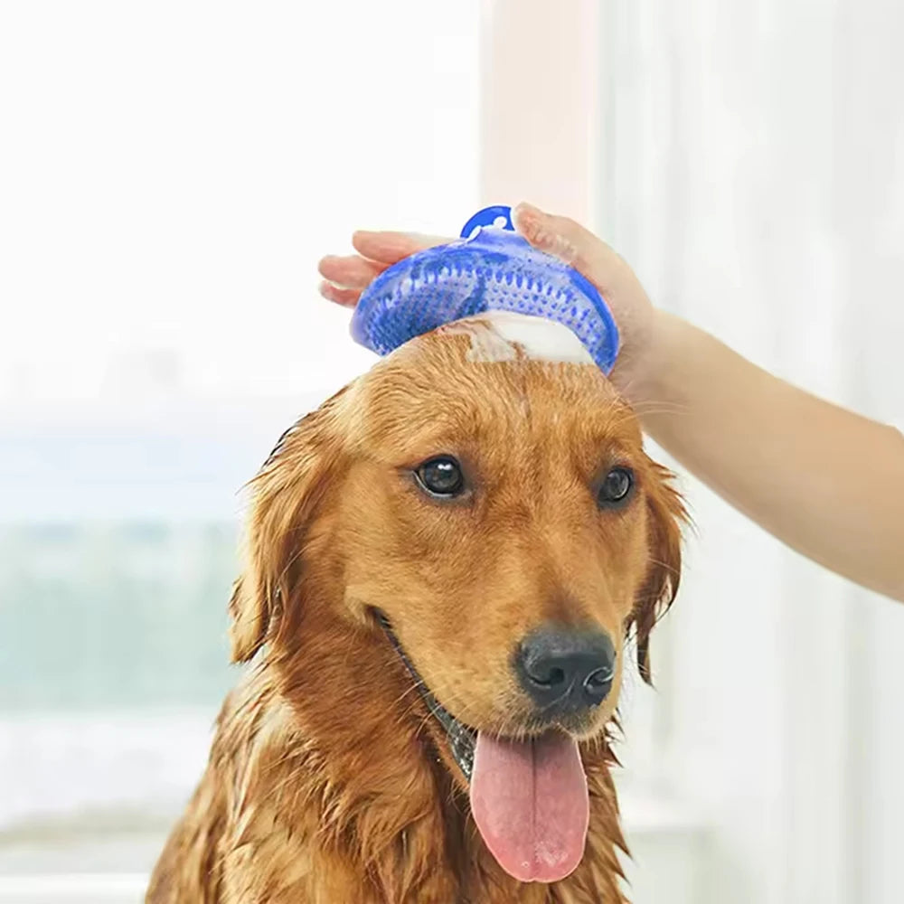 Weiche Gummi‑Badebürste – Massage & Fellpflege für Hunde & Katzen
