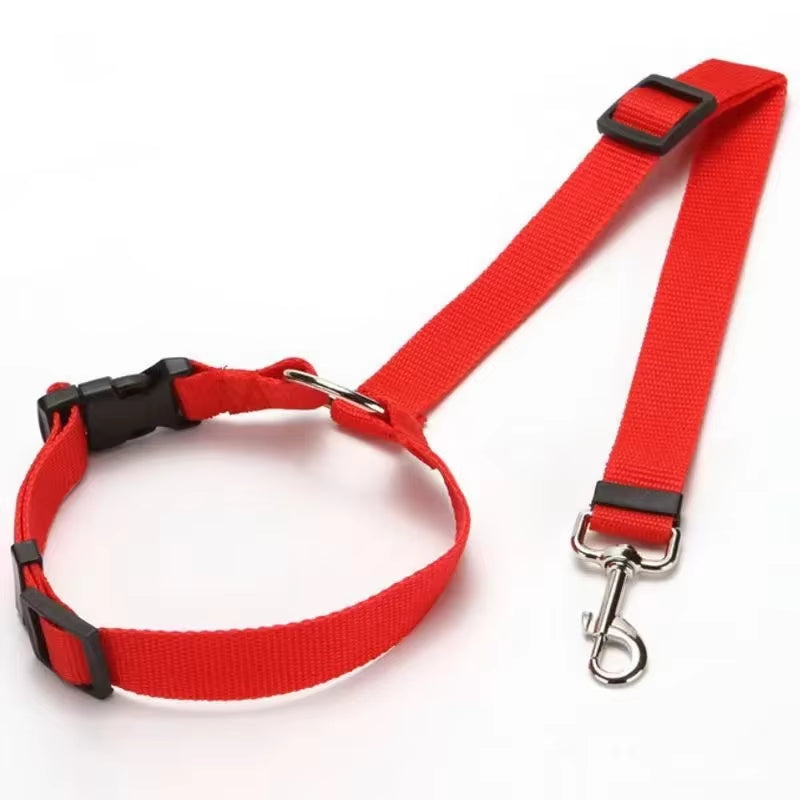 2‑in‑1 Pet Car Seat Belt – Verstellbarer Sicherheitsgurt & Nylon‑Leine für Hunde (verschiedene Farben)