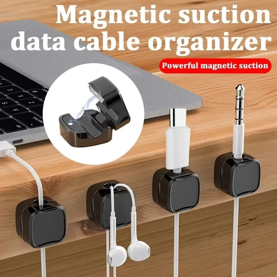 Magnetic Cable Clips – Schwarz, Weiss oder Mix | Verstellbare Magnet‑Kabelhalter | Unter‑Tisch Kabelmanagement | Smooth Adjustable Cord Holder
